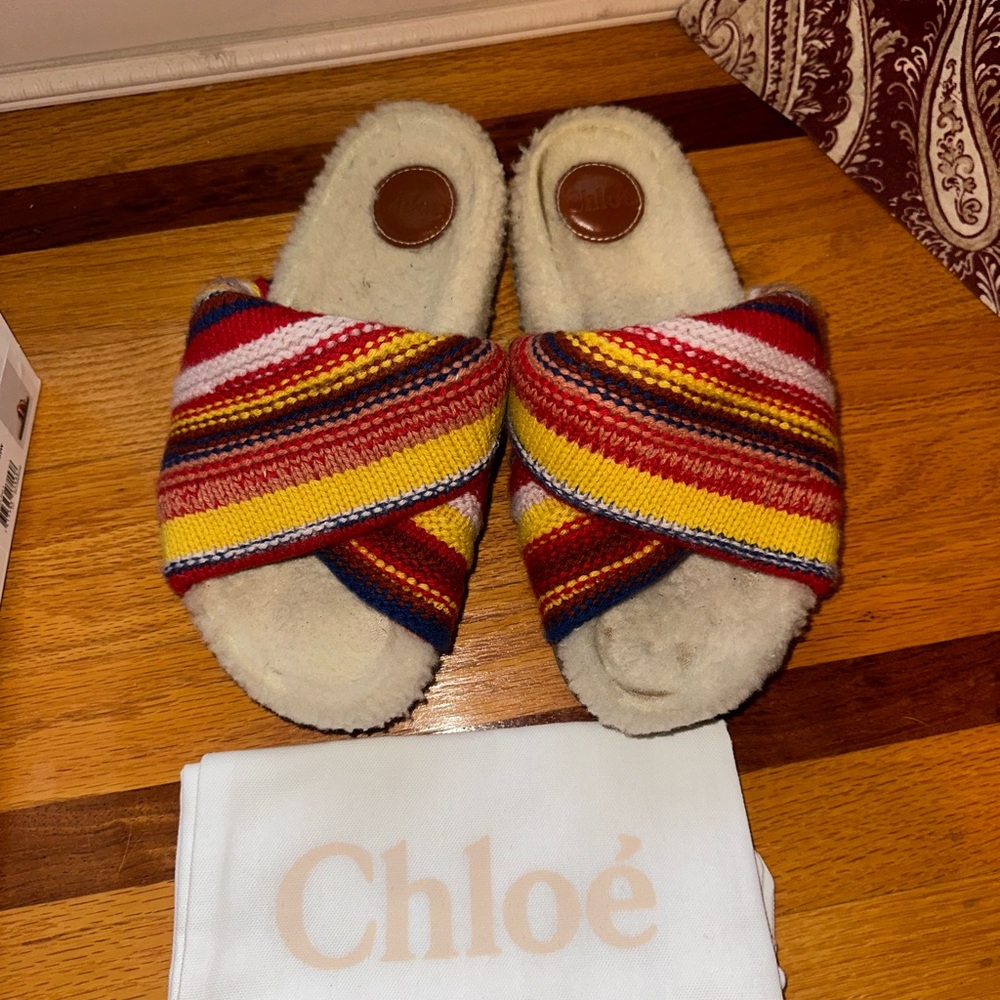 Chloé Multicolor Striped Slippers